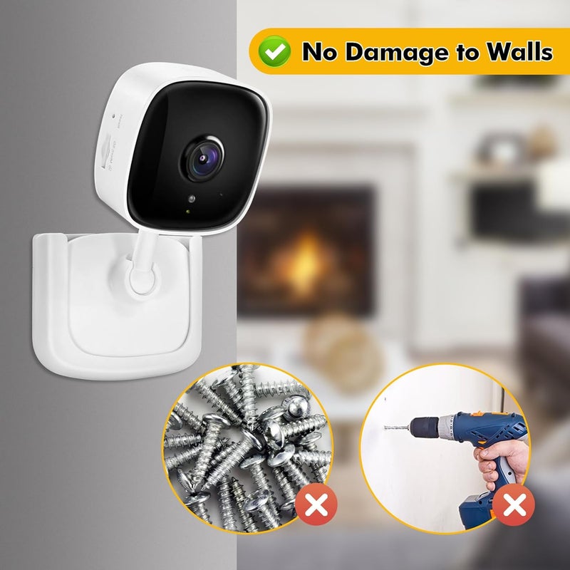 magicsee 2 Pack Adhesive Wall Mount Bracket Stand Fits for Tapo Indoor Security Camera C100,C110,No Drilling Easy Installation Window Mount Camera Holder fits for TP Link Cam - Image 3